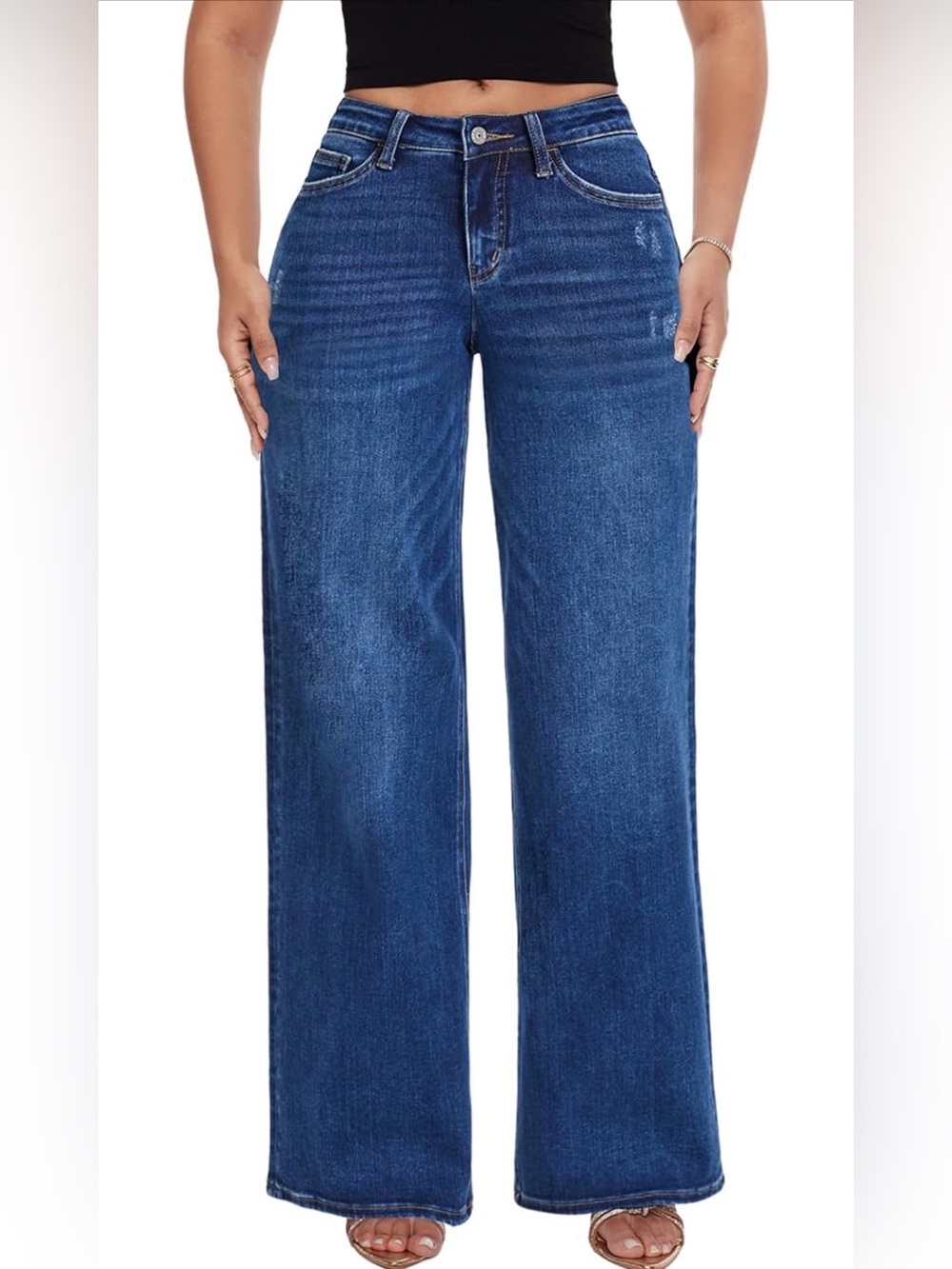 Mid-Low Rise Wide Leg Baggy Jeans